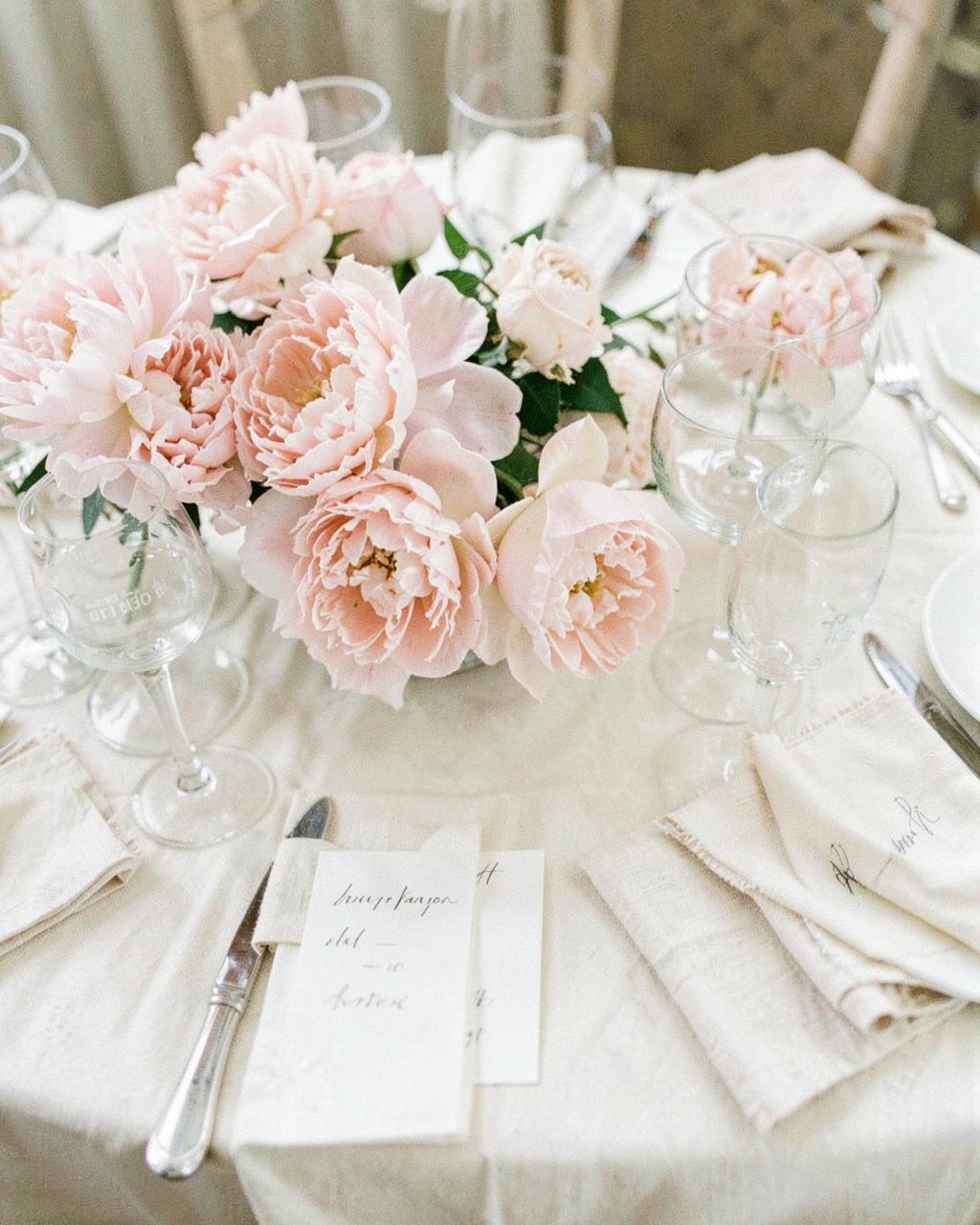 Bridal shower table styling in soft neutral tones