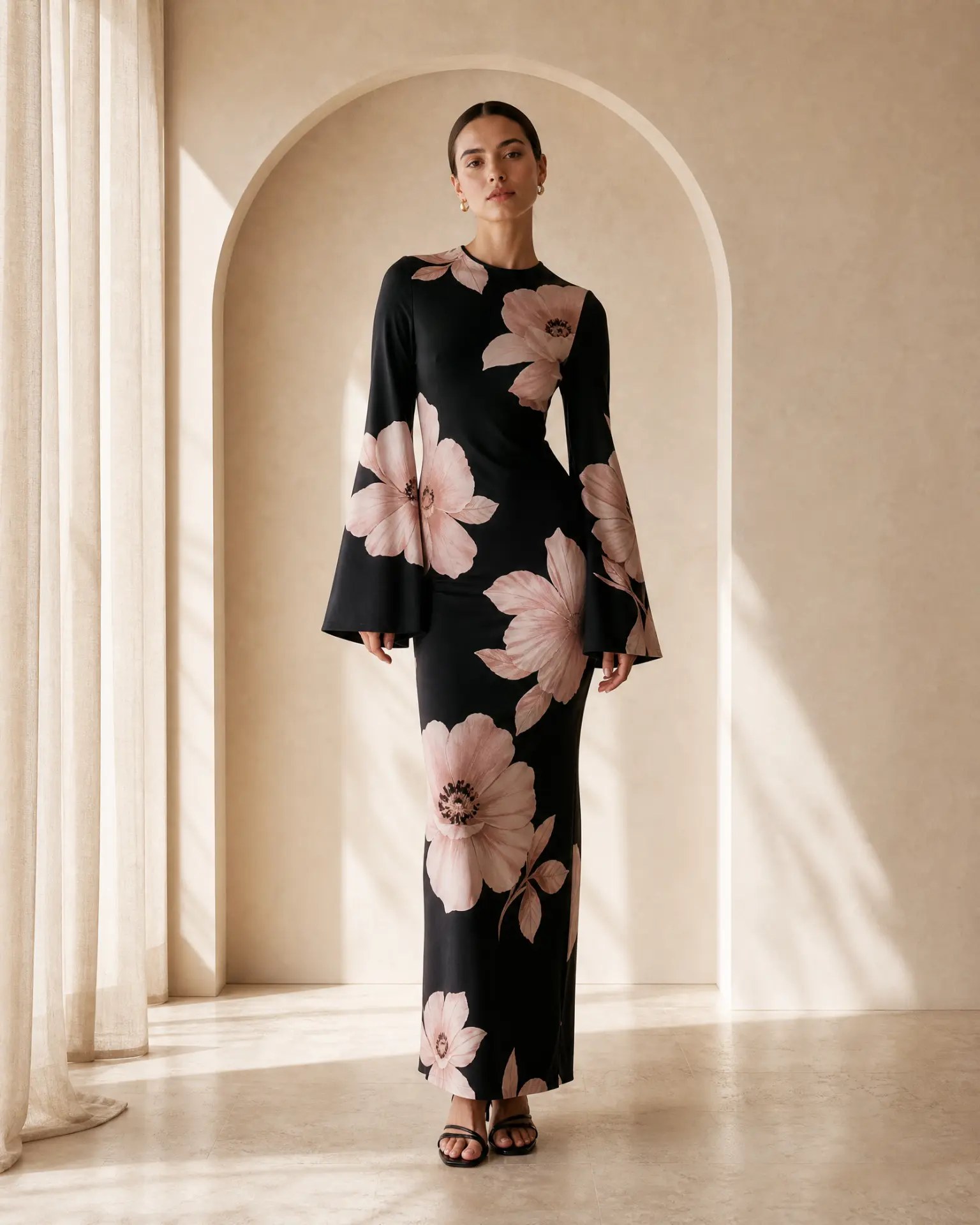 Editorial inspiration for a floral garden wedding cocktail look