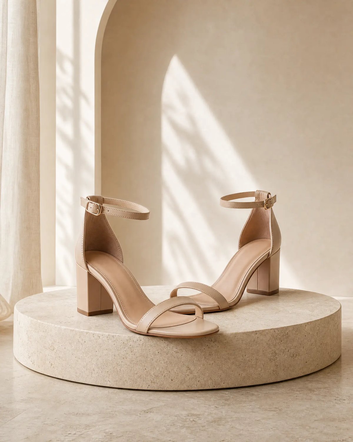Editorial inspiration for minimal nude heeled sandals