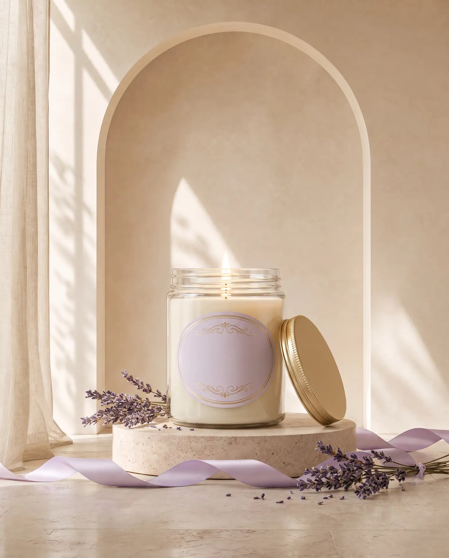 AI style inspiration for a lavender bridesmaid proposal candle