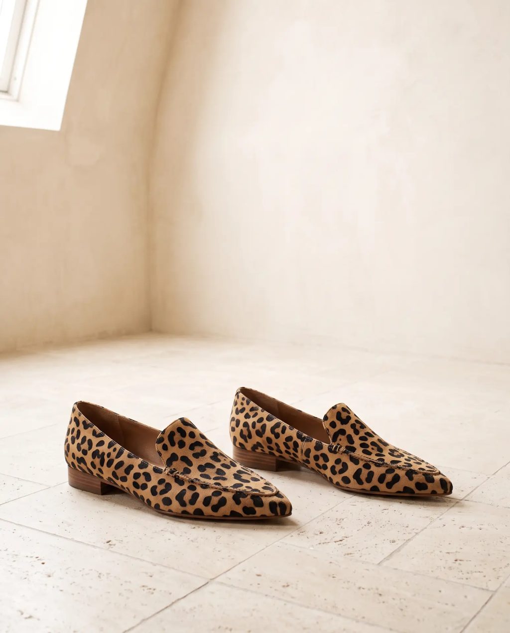 Editorial inspiration: leopard-print pointed-toe flat loafers