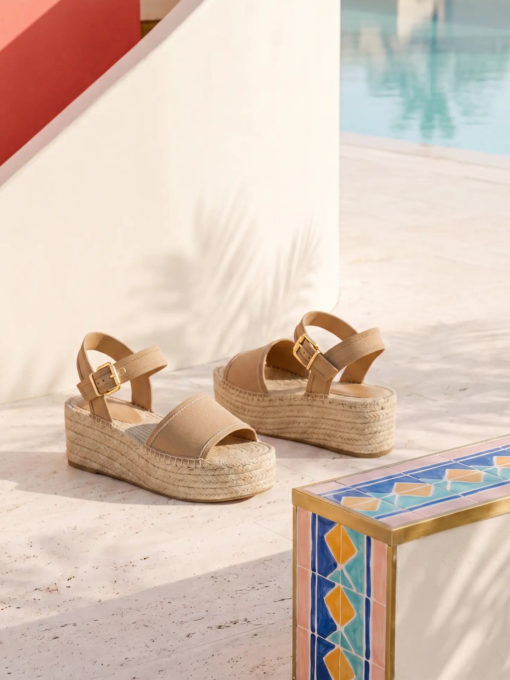 Editorial inspiration for tan platform espadrille sandals